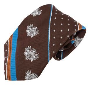 Burdine Vintage Retro Brown Teal Orange Striped 60's 70's Necktie Neck Tie